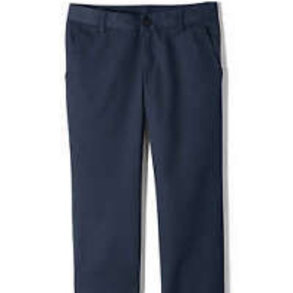 NWT LANDS' END UNIFORM PLAIN FRONT PENCIL STAIN RESISTANT CHINO PANTS NAVY 12 - Picture 1 of 7